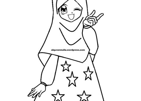 Kumpulan 24 Gambar Mewarnai Anime Hijab Kataucap