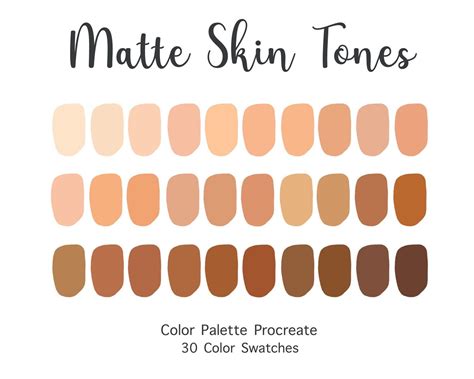 Procreate Color Palette Matte Skin Tones Color Swatches Etsy Color