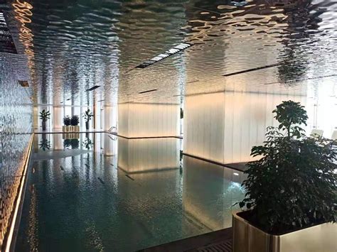 Water Ripple Effect Stainless Steel Ceiling Above Swimming Pool Water Ripples Ceiling Design