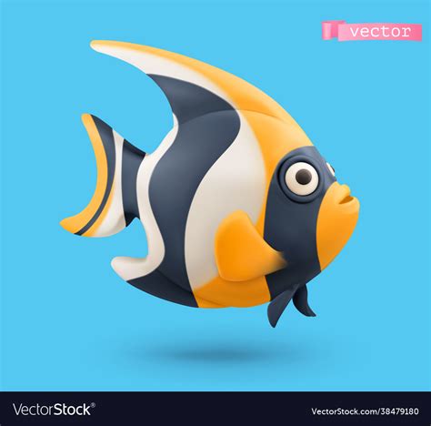 Moorish Idol Angelfish 3d Realistic Icon Funny Vector Image