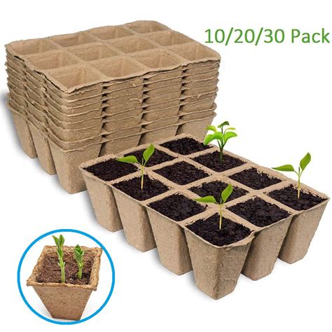 102030 Packs Peat Pots Seed Starter Trays 120 Cells Biodegradable
