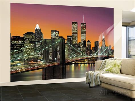 New York City Brooklyn Bridge Sunset Wall Mural Wallpaper Mural