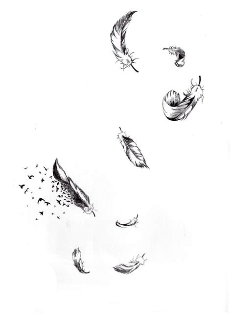 Falling Feathers Falling Feather Tattoo Feather Drawing Feather Sketch