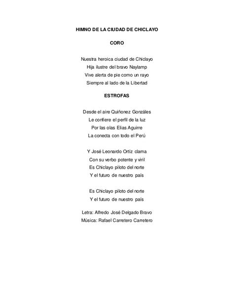 Himno De La Ciudad De Chiclayo