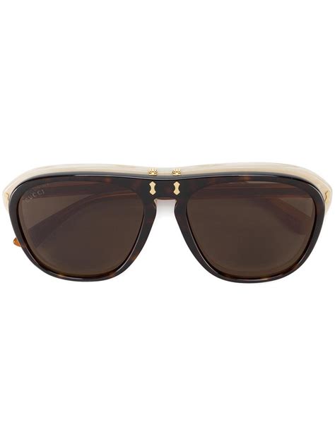 gucci flip up sunglasses in brown for men lyst uk