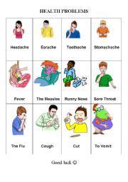 First, the students are asked to complete the sentences using common problems, such as sore throat, backache, stomachache, etc. English worksheet: Health Problems, illness, sickness | Health problems, Vocabulary worksheets ...