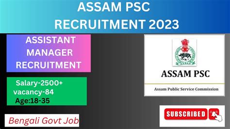 Assam Psc Recruitment Apsc New Vacancy Permanent Assistant
