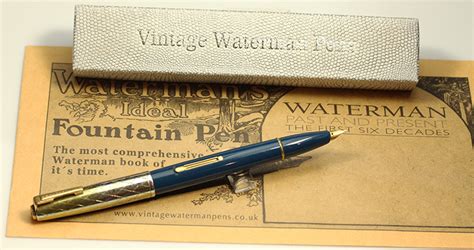 Waterman Blue Pen Open 142mm Closed 122mm 14k Nib F Npt Trim Lf Date
