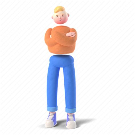 Character Man Blond 3d People Person Stand 3d Illustration Download On Iconfinder