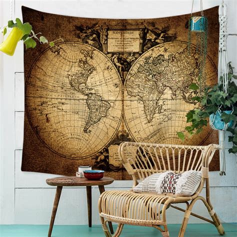 Hd World Map Tapestry High Definition Map Fabric Wall Hanging Decor