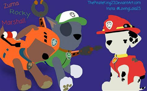 Minimalistic Zuma Marshall And Rocky Paw Patrol By Thepirateking23