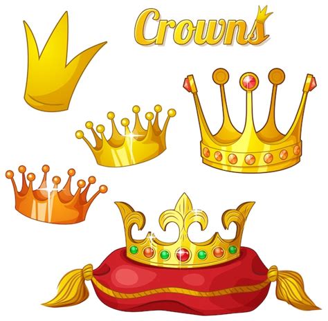 Premium Vector Set Of Royal Gold Crowns Isolated On White