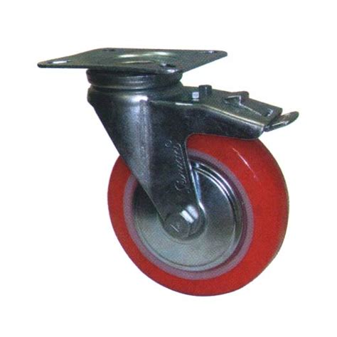 Double Ball Bearing Red Medium Heavy Duty El Polyurethane Wheel With