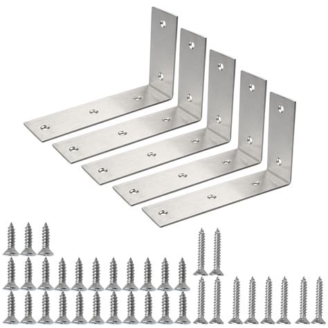 Uxcell 5pcs 178x100mm Stainless Steel L Shaped Right Angle Brackets
