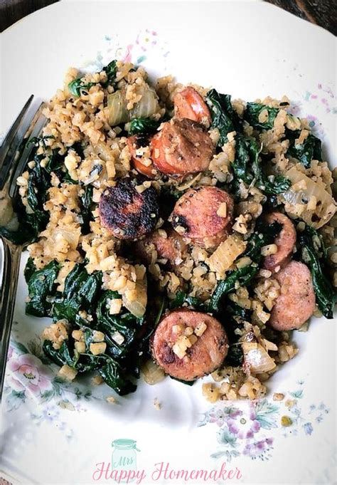 Check spelling or type a new query. Chicken Sausage, Spinach, & Cauliflower Rice Skillet - Mrs ...