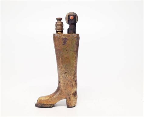 Trench Art Lighter Working Antique 1920s Boot Shoe Shaped Brass Old
