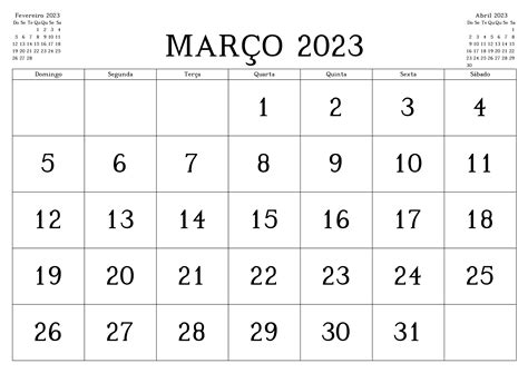 Calendário Março 2023 Feriados Docalendario