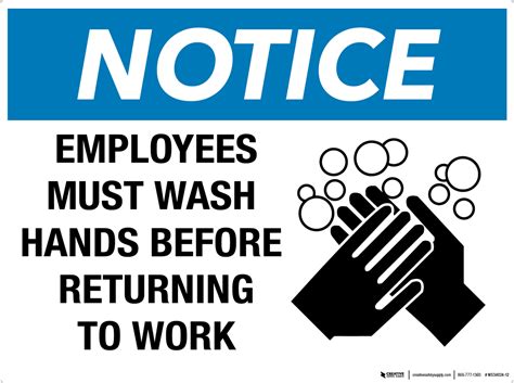 Employees Must Wash Hands Sign Printable