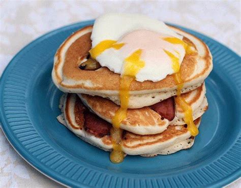 Syrup N Fried Egg Bacon Pancakes The Kitchen Magpie