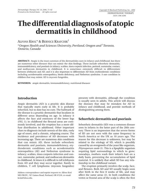 The Differential Diagnosis Of Atopic Dermatitis In Childhood Docslib