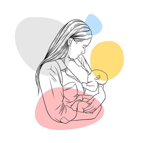 premium vector hand drawn breastfeeding mother in line art style