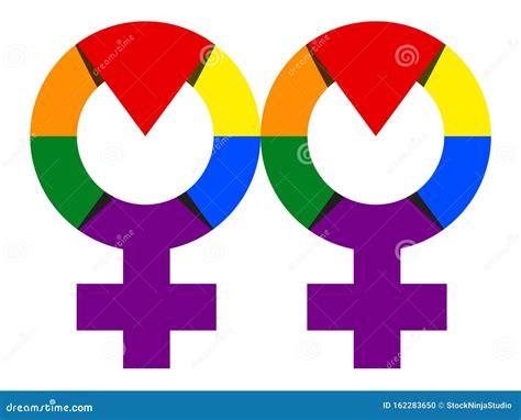Lesbian Symbol In Rainbow Color Illustration Vector Rainbow Homosexual Gender Sign Stock Vector