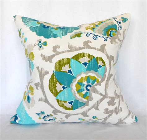 Geo square throw pillow in turquoise. Outdoor Pillow Cover Turquoise Grey Suzani Any Size. $26.00, via Etsy. | Outdoor pillow covers ...