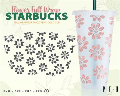 Flower Starbucks No Hole Wrap Svg Starbucks Cold Cup Cup Svg Etsy