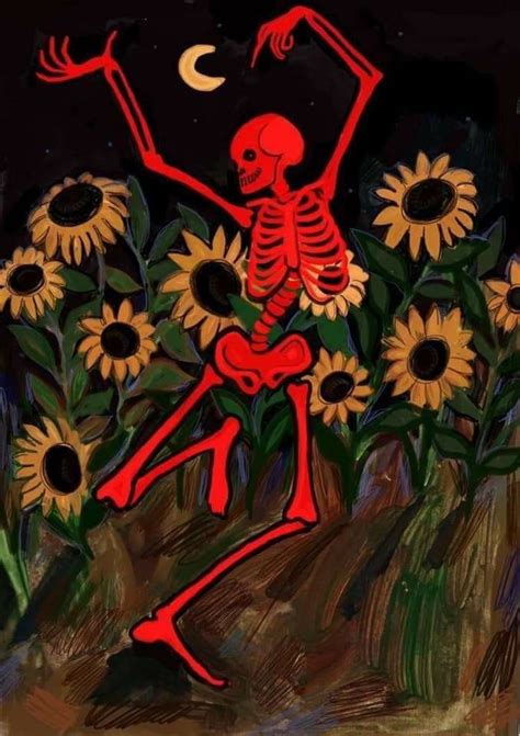 The Focal Point Would Be The Red Skeleton Then To The Sunflowers And