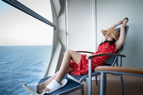 Premium Photo Woman Relaxing On Cruise Ship Enjoying Ocean View From