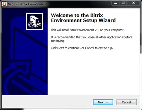 The Bitrix Web Environment Installation Wizard