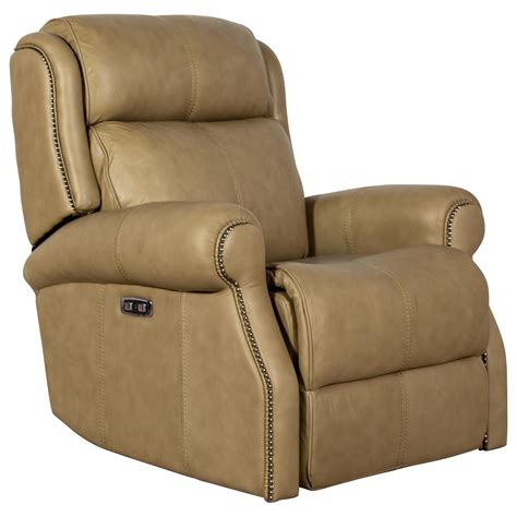 Bernhardt Mcgwire Leather Power Motion Recliner In Light Taupe