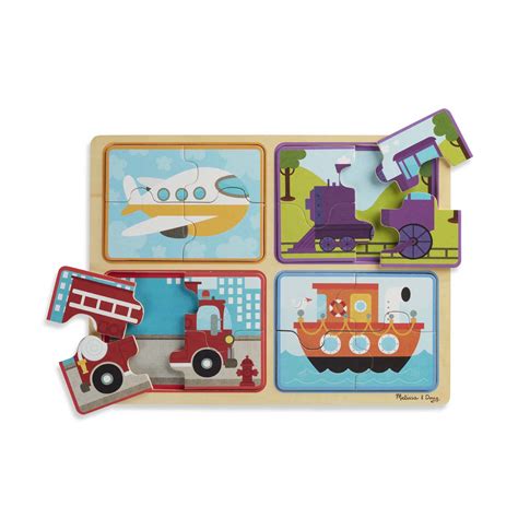 Melissa And Doug Natural Play Wooden Puzzle Ready Set Go Four 4 Piece