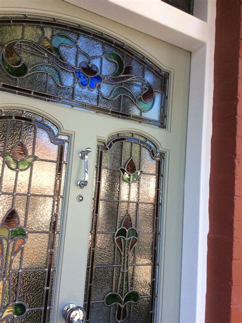 An Edwardian Front Door With Stained Glass Close Up Doors Stained Glass Door Victorian Front