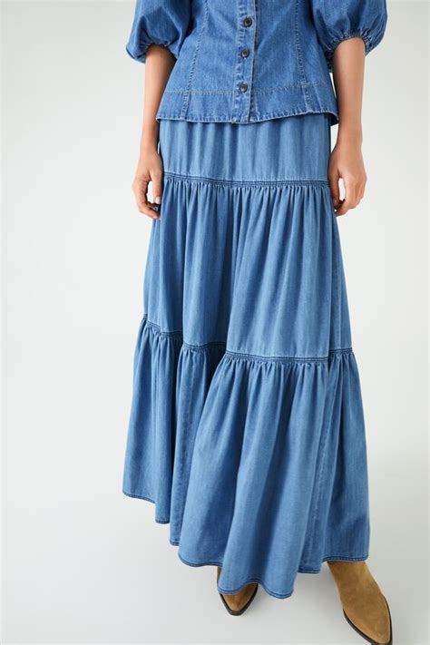 Zara Ruffled Denim Skirt 08246243 I2019