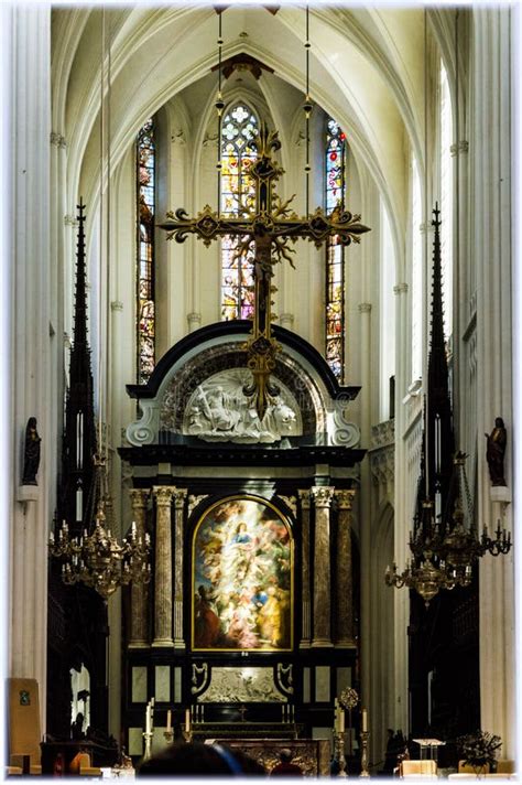 Interior Of The Cathedral Of Our Lady In Antwerp Belgium Stock Image