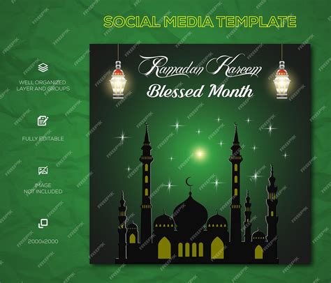 Premium Vector Realisticramadan Mubarak Banner And Social Media Post
