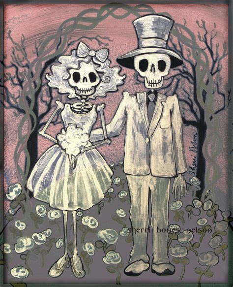 Day Of The Dead Wedding T Mexican Folk Art Print Bride And