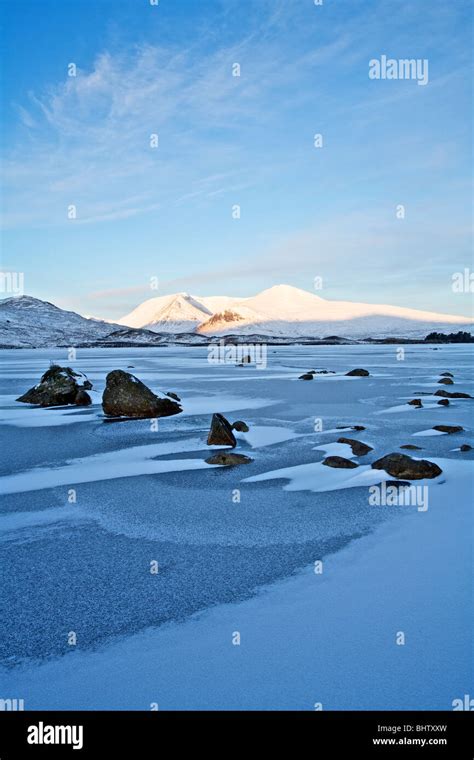 Frozen Lochan Na Hachlaise On Rannoch Moor Scotland Stock Photo Alamy