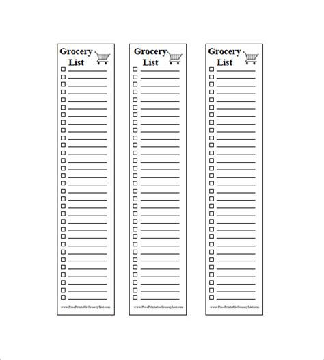 Blank Grocery Shopping List Template Templates Example