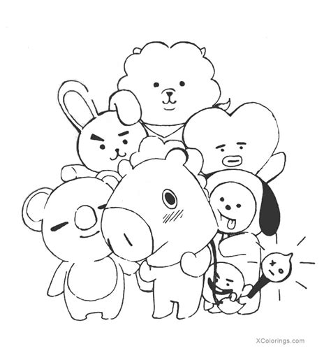 Bt21 Coloring Pages Outline Xcolorings Com In 2021 Li
