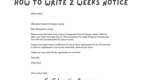 How To Write 2 Weeks Notice Best Writing Tips And More Get Education Bee