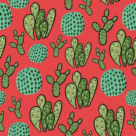 Green Cactus Plant On Red Background Free Vectors And Images Wowpatterns