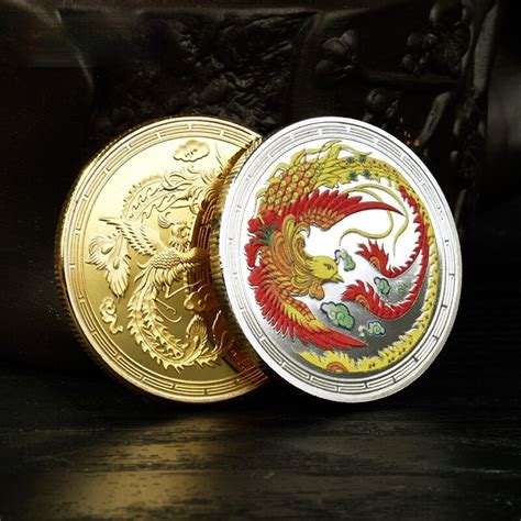 Phoenix Commemorative Coinmedal Gold And Silver Color Coin Etsy
