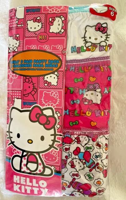 Hello Kitty Sanrio Girls 3 Piece Variety Panty Underwear Set Size 6