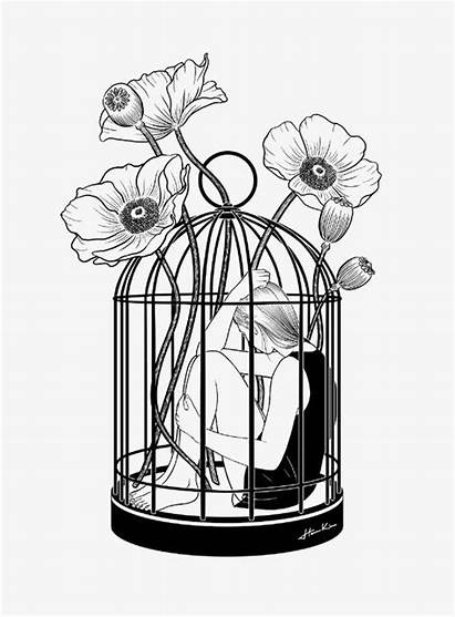 Cage Loner Drawings Drawing Henn Kim Bird