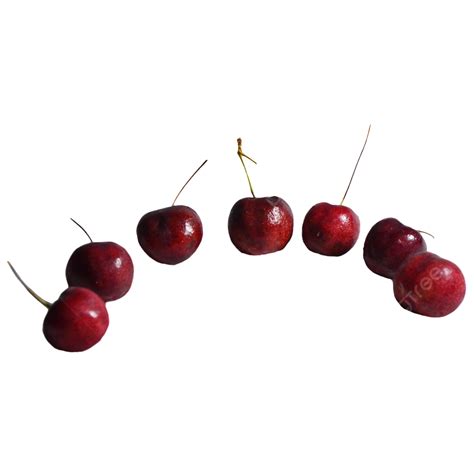 Seven Healthy Red Cherries Seven Healthy Fresh Png Transparent Image