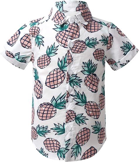 MSemis Baby Jungen Sommer Hawaii Hemd Kurzarm Mit Kragen Ananas Gedruckt Casual Shirt T Shirt