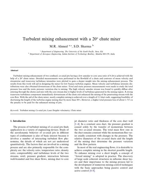 An Experimental Study Of Turbulent Mixing Enhancement In Low Bypass