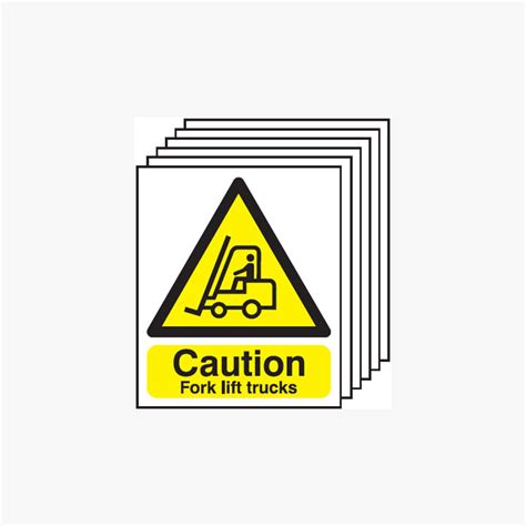 Caution Fork Lift Trucks Multipack 6 Plastic 250x300mm Signs Safety
